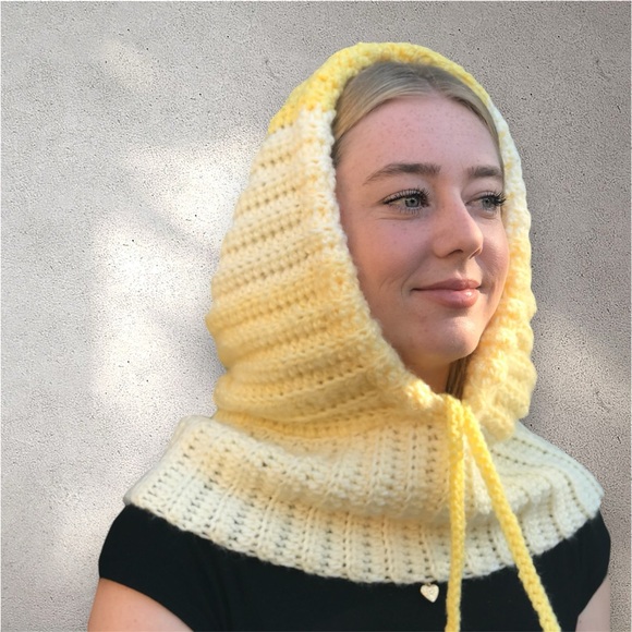 New Soft Crochet Hooded Cowl, Hooded Neck-warmer, Infinity Scarf W/Hood Handmade - Picture 4 of 7
